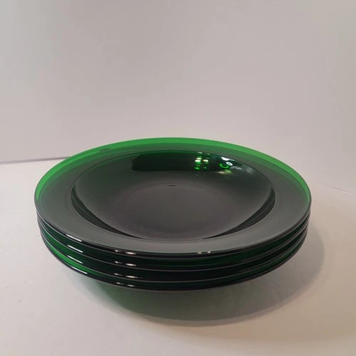 Vintage Anchor Hocking Forest Green Glass Bowl Mid Century Modern Set Of 4