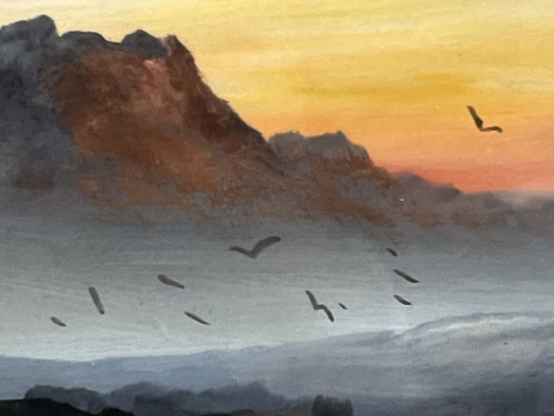 PAIR c1900 LOCH ACHRAY? SUNRISE SUNSET SCOTLAND HIGHLAND PSYCH PAINTING A.BETTS - Picture 9 of 15
