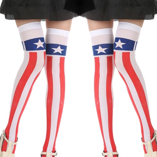 Women Star Striped Long Socks Over Knee Thigh High Stocking for Independence Day - Picture 3 of 7
