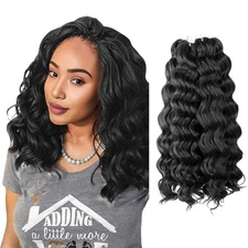 8 Packs Ocean Wave Crochet Hair Extension 12 Inch, Short Body Wave Crochet Ha...