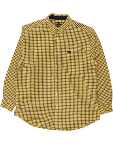 CHAPS Mens Shirt 2XL Yellow Check Cotton DD19
