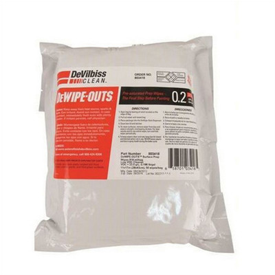  Devilbiss DeWipe-Outs 803418 Pre-Saturated Prep Wipe, 11 in x 17 in, Like Aceto