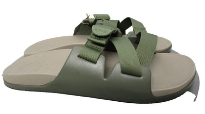 Chaco Chillos Open Toe Slide Sandals Fossil Green Mens Sz 12