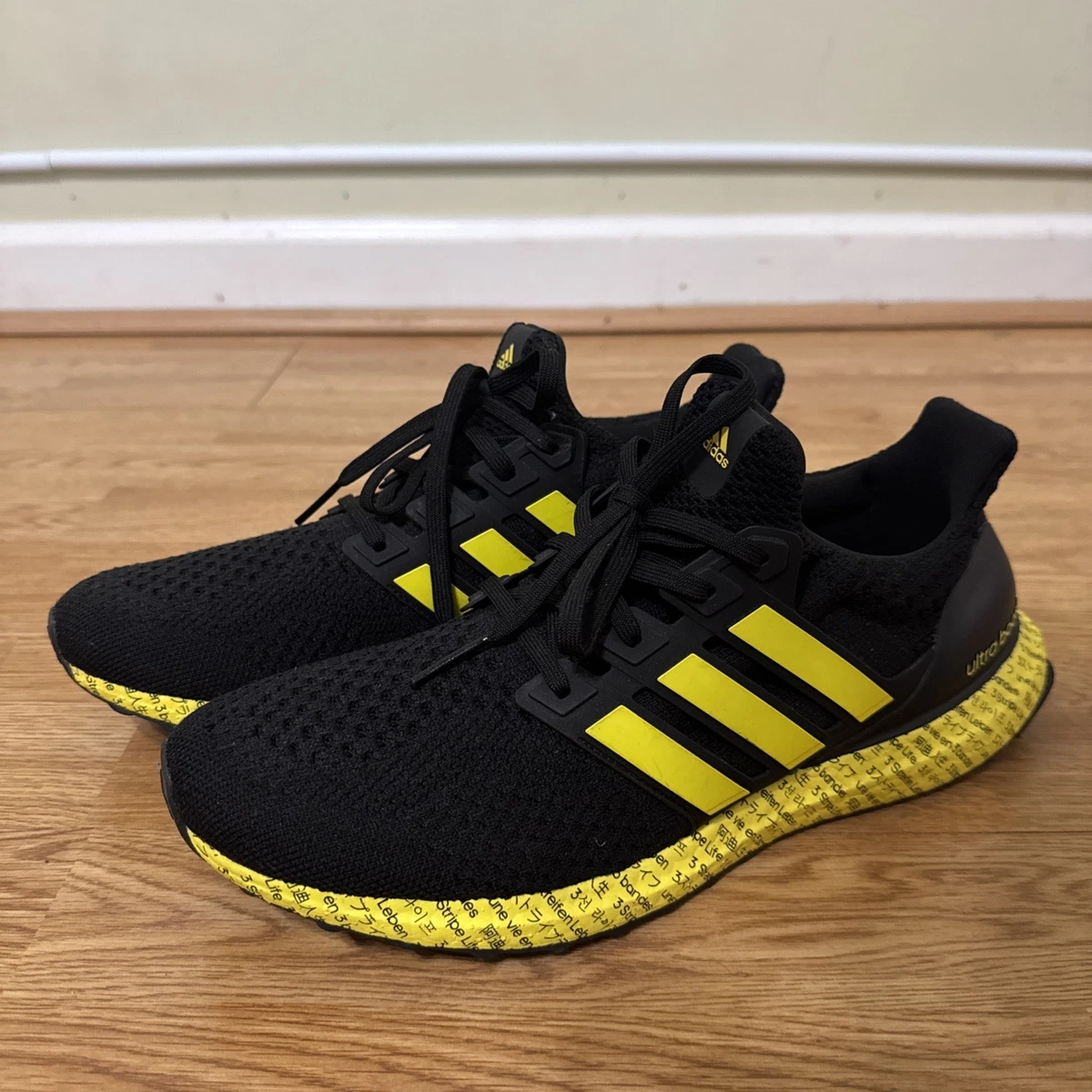 Size 12- adidas UltraBoost 5.0 DNA 3 Stripe Life Yellow Black Shoes,‎ Sneakers Adidas Ultraboost 5.0 Dna Black Solar Yellow | Mercari main image 4