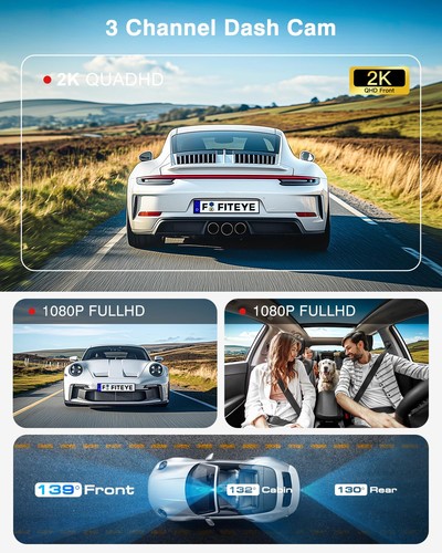 3 Channel 4K Dash Cam, IMX335 STARVIS Sensor, 4K+2K Front and Inside, 2K+1080... - Bild 2 von 9