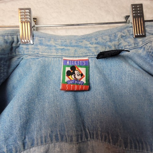 Vintage 90's Mickeys Stuff For Kids Mickey Mouse Denim Button Up Shirt Sz 8 - Picture 17 of 24