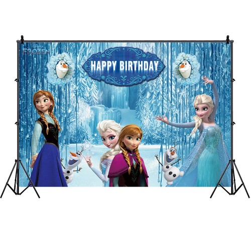Frozen Backdrop Princess Girls Birthday Party Photo Background Elsa Anna Banner - Picture 4 of 7