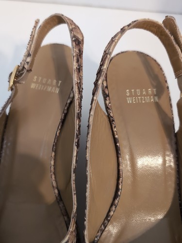 Stuart Weitzman Leather Snake Print Sandals Woven Wedge Heels Size 8.5 - Picture 9 of 9