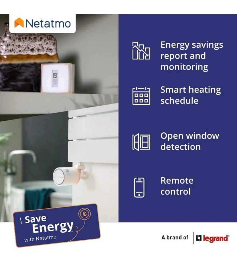 Netatmo Smart Thermostat Smart Home Thermostat Energy Saving App -  NTH01-AMZ - Image 3 of 4