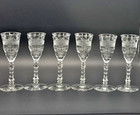 Rare VTG Libbey Rock Sharpe Clear Floral Etched Cordial Glasses 4.75"  set 6 Bar
