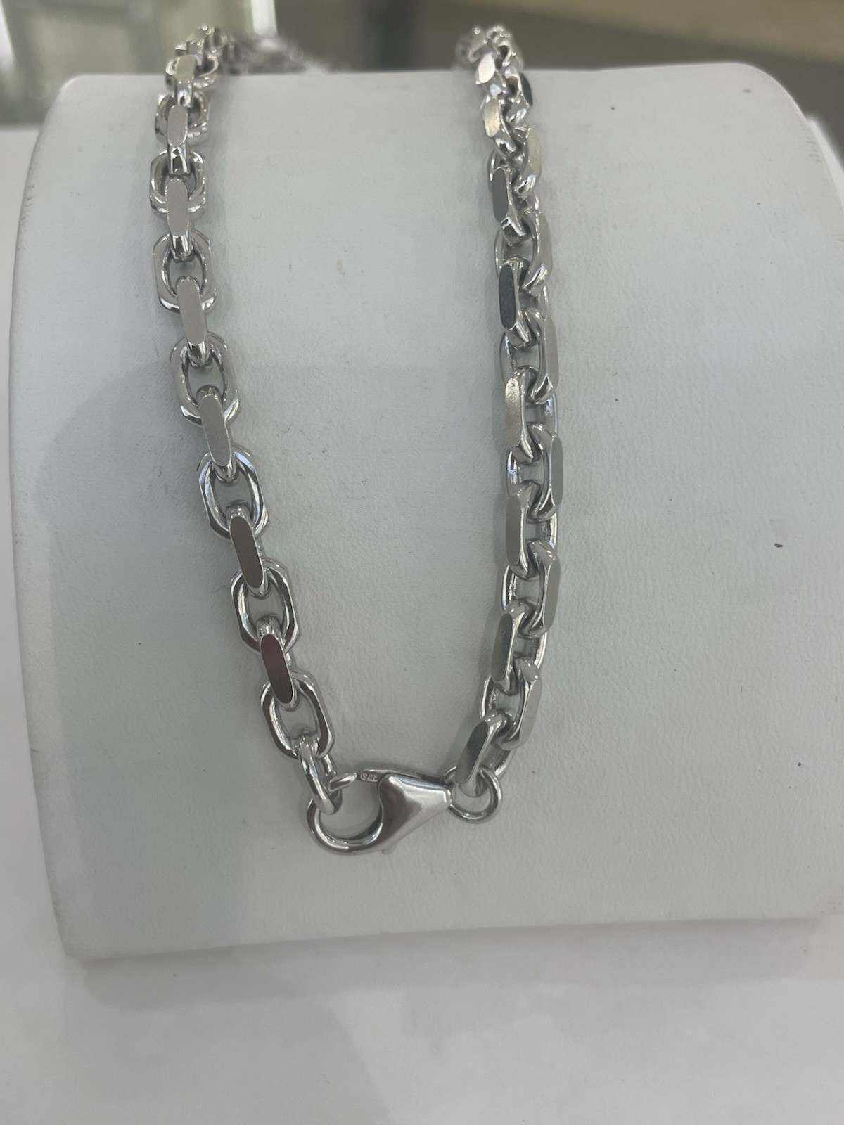 925 Silber Ankerkette massiv 62,5gramm.60cm lang.Neue KetteEtikett.Rhodiniert