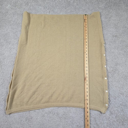 Hellbraun Kaschmir Poncho Perlmutt Knöpfe Cardigan Schal ruhig Luxus minimalistisch  - Bild 3 von 7