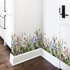 Big Wall Corner Stickers Flowers with Butterflies Base Board Plant Grass