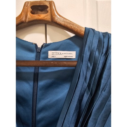 IEENA for MAC DUGGAL Blue Pleated Plunge Neck Belted A Line Gown SIZE 8 NWT - Bild 8 von 9