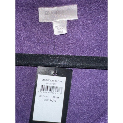 NWT Avenue Purple Collared Quarter Zip Pullover Pockets Fleece Size 14/16 - Picture 3 of 5