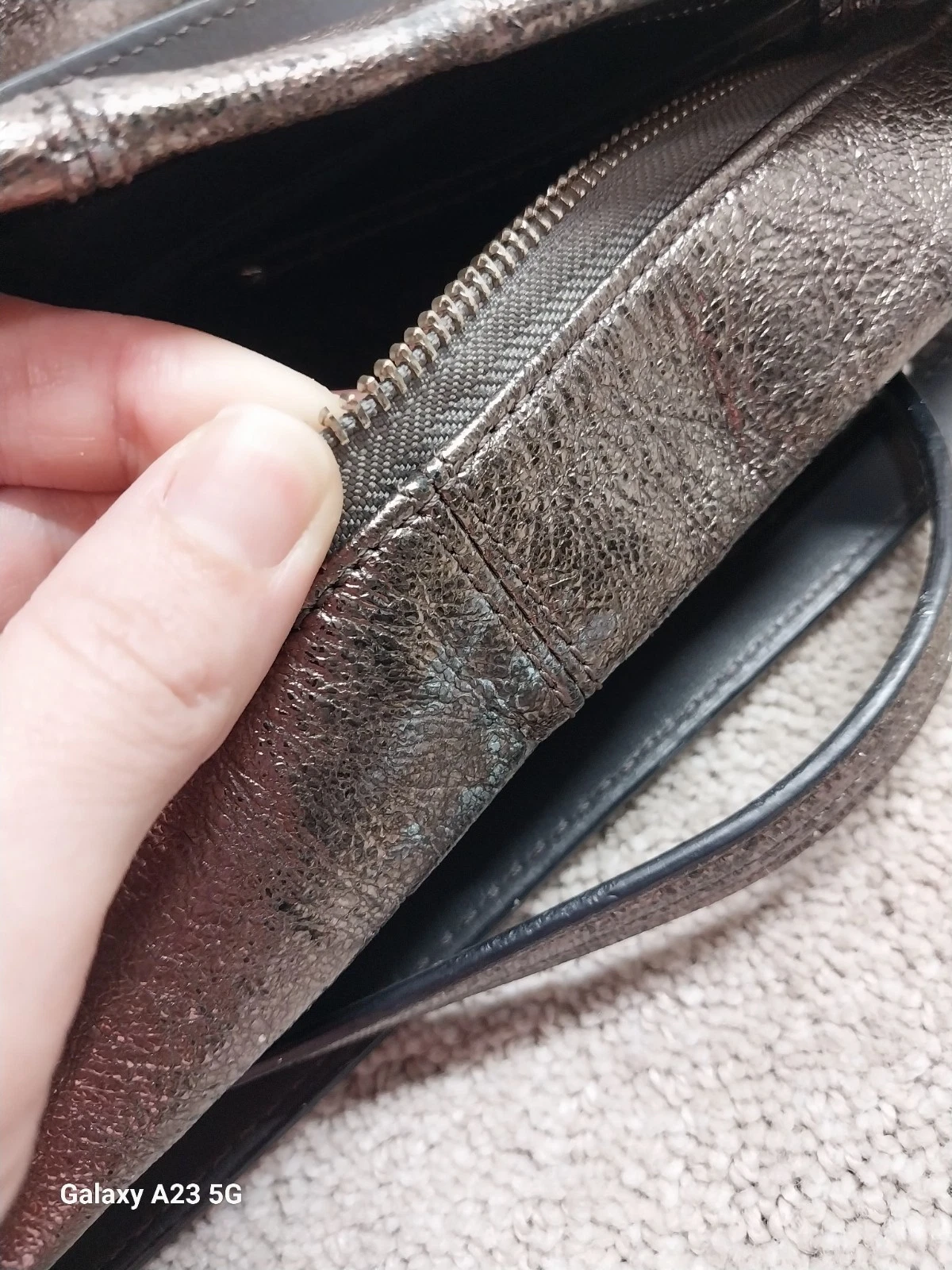 Coach Brooke borsa hobo a tracolla in pelle metallizzata argento F17165 tracolla rimovibile