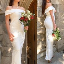 Lovers and Friends | Galleria Gown in White Off Shoulder Ponte Maxi Dress M