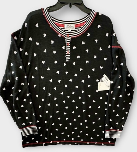 PJ Salvage Plus Brushed Thermal Long Sleeve Henley Heart Print Sleep Top 3X NWT - Picture 4 of 6