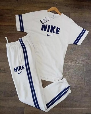 Nike Print NSW Club 2 PC Sweatsuit Mens Color Off White Blue tracksuit matching