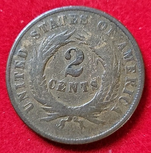 1868 2c Two Cents Good Struck Through Metal Obverse - Picture 2 of 2