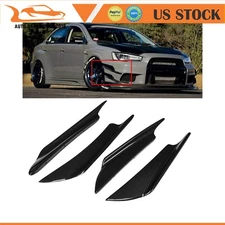 4pc Carbon Look Universal Front Canards Bumper Fin Splitter Valence Spoiler Lip