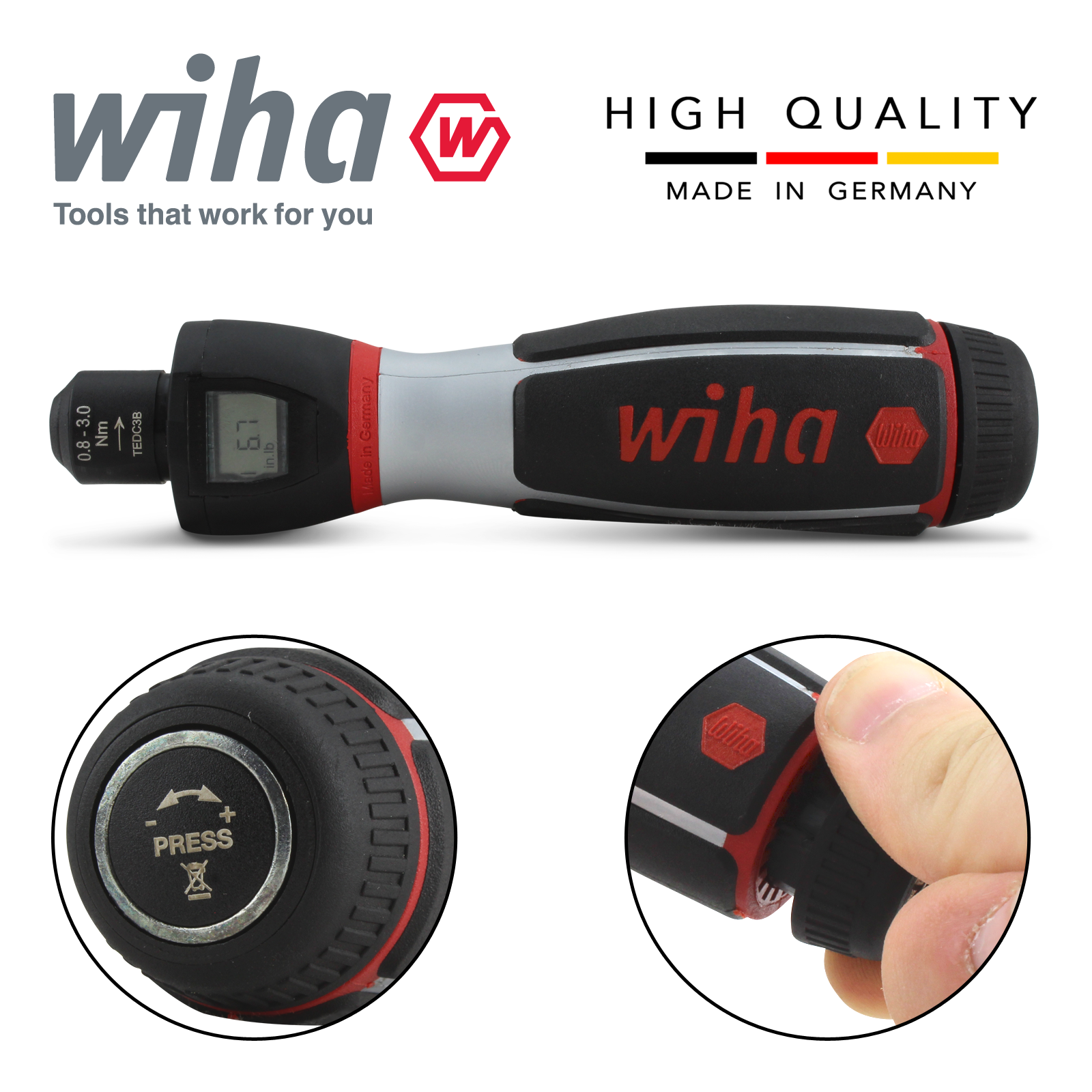 Wiha 36887 Torque Screwdriver Hex 4mm ITorque 0,8 to 3 NM With Digital Scale
