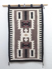 Navajo Storm Pattern Rug 28x45 Handwoven Wool Wall Hanging