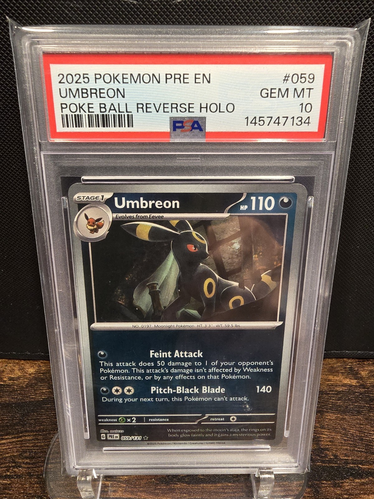 PSA 10 2025 POKEMON PRE EN-PRISMATIC EVOLUTIONS | POKEBALL REV HOLO UMBREON 059