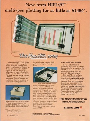 Bausch & Lomb HIPLOT Multi-Pen Plotter Print Ad July 1982 Vintage