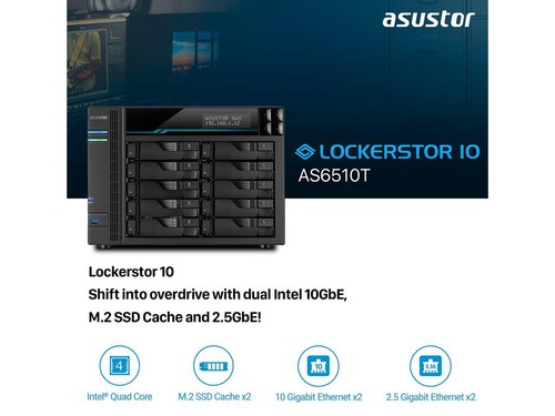 Asustor 10 Bay NAS Lockerstor 10 | AS6510T | Quad-Core CPU, Dual 10GbE+ 2.5GbE - Afbeelding 5 van 5