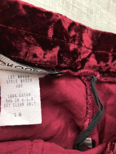 Vintage In Group LTD Velvet Skirt Red / Maroon 80s 90s Made USA Womens 10 - Afbeelding 9 van 12
