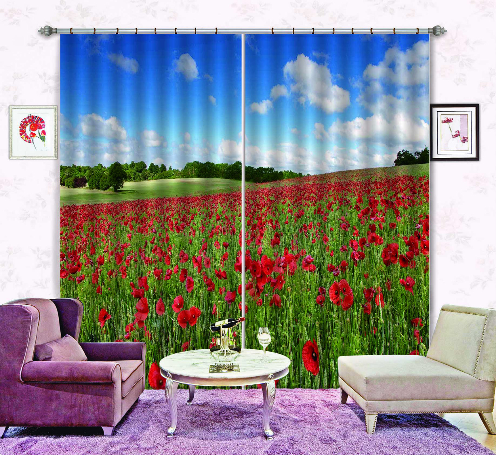 3D flor pendiente Blockout Cortinas de impresión de fotografías Cortina Tela Cortinas Ventana CA 3D flor pendiente Blockout Cortinas de impresión de fotografías Cortina Tela Cortinas Ventana CA