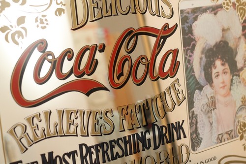 Vintage Large Coca Cola Framed Mirror Ad Sign Delicious Relieves Fatigue 35"X27" - Picture 5 of 8