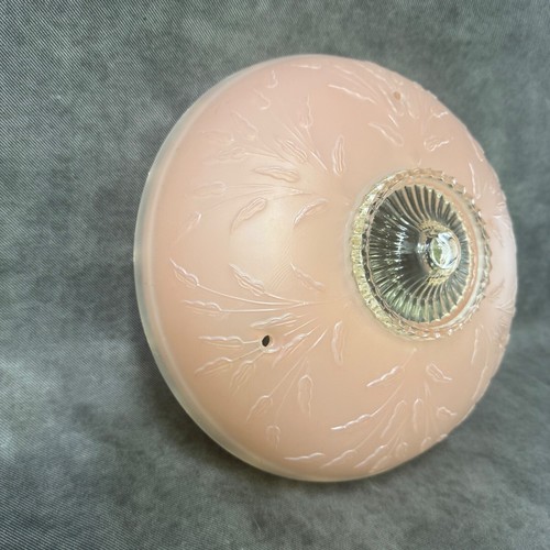 Old Pink Frosted Glass Peace Lily 3 Chain Chandelier 10" Ceiling Diffuser Shade - Picture 3 of 19