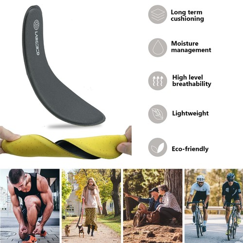 Memory Foam Insoles for Men Women Comfort Shoe Inserts Running Shoes Work Boots - Picture 17 of 36