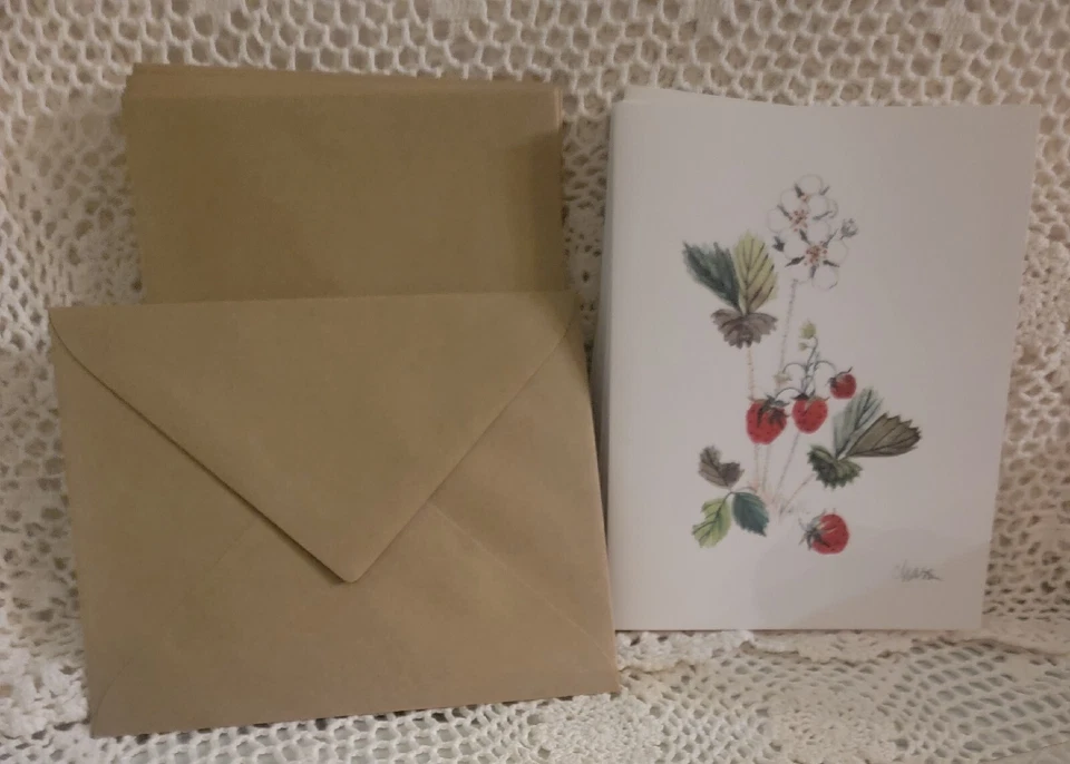 NEW Strawberry Box of 10 Note Cards & Envelopes Marian Heath Sudbury MA  (4"x5") - Image 3 of 4