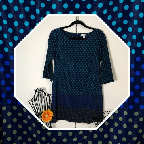 Old Navy Womens Shift Dress Small Blue Teal Polka Dot Geo Mod 60s Career Lined - Picture 2 of 8