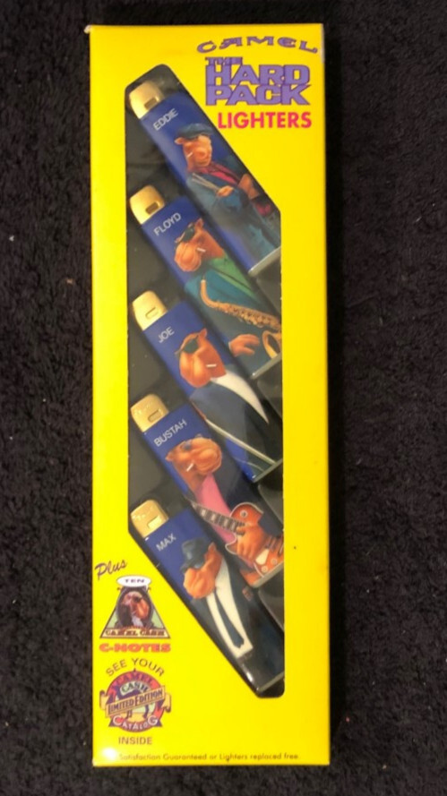 New Old Stock Vintage 1991 Camel The Hard Pack Lighters Set of 5. Available Now for 12.50