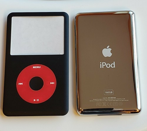 iPod Classic 7. Gen160GB schwarze Abdeckplatte/Front/Rot Clickwheel-Rückplatte - Bild 1 von 4