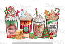 Christmas Coffee Theme Latte Cheer  Sublimation Transfer  Ready to Press
