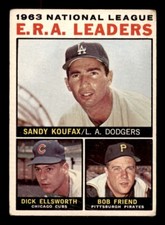 1964 Topps Baseball #1 N.L. E.R.A. Leaders Koufax GD