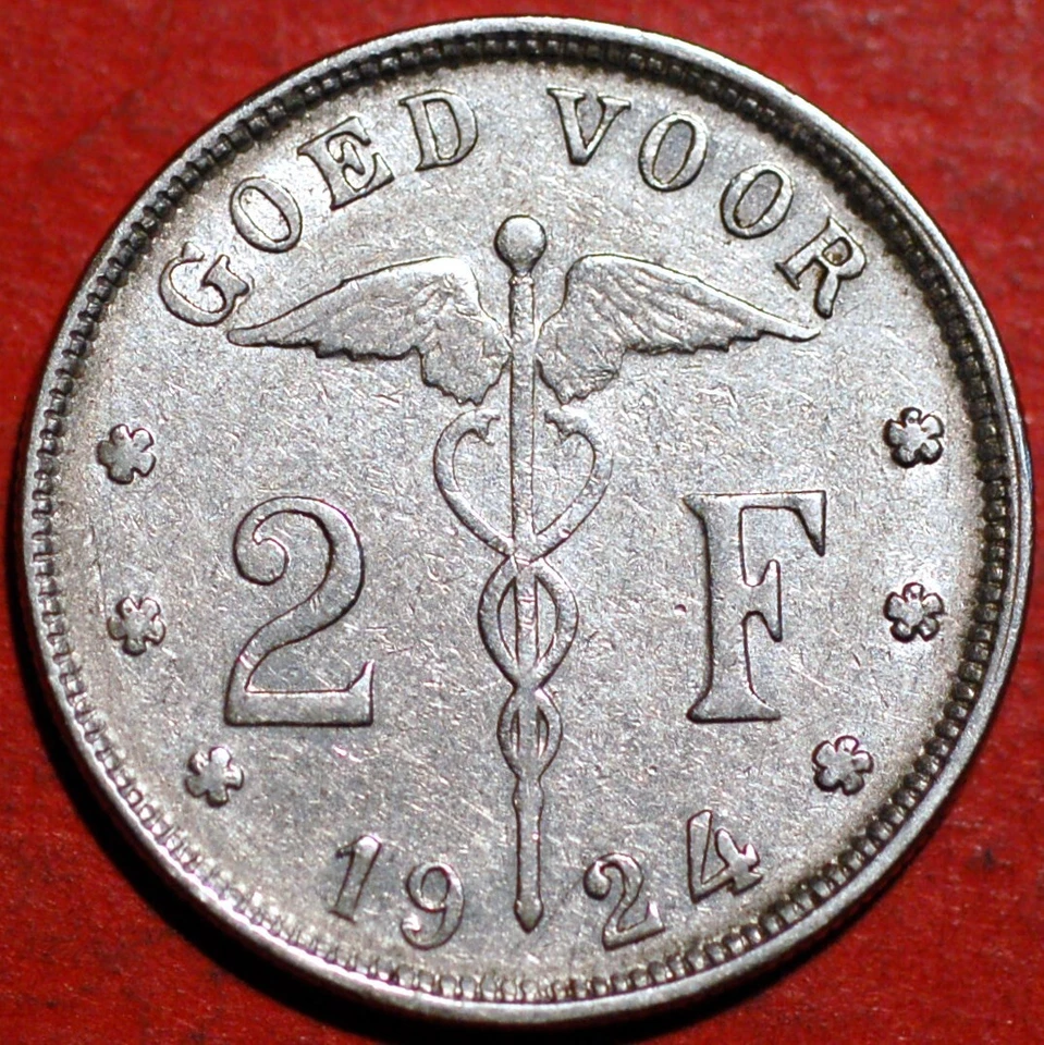 Belgium 2 Francs 1924 Albert I Dutch text KM# 92 - Image 2 of 2