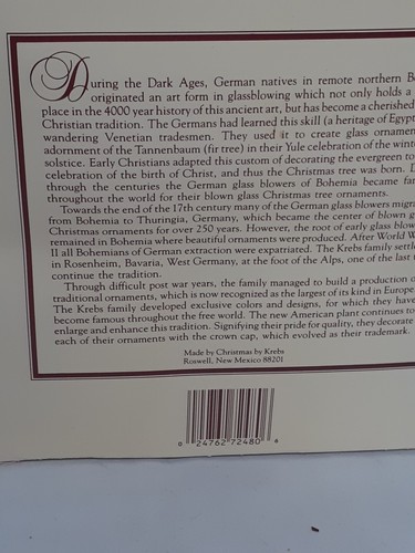 Vintage Christmas By Krebs 4 - White & Blue, Glass Ornaments White Glitter, ~3” - Picture 7 of 7