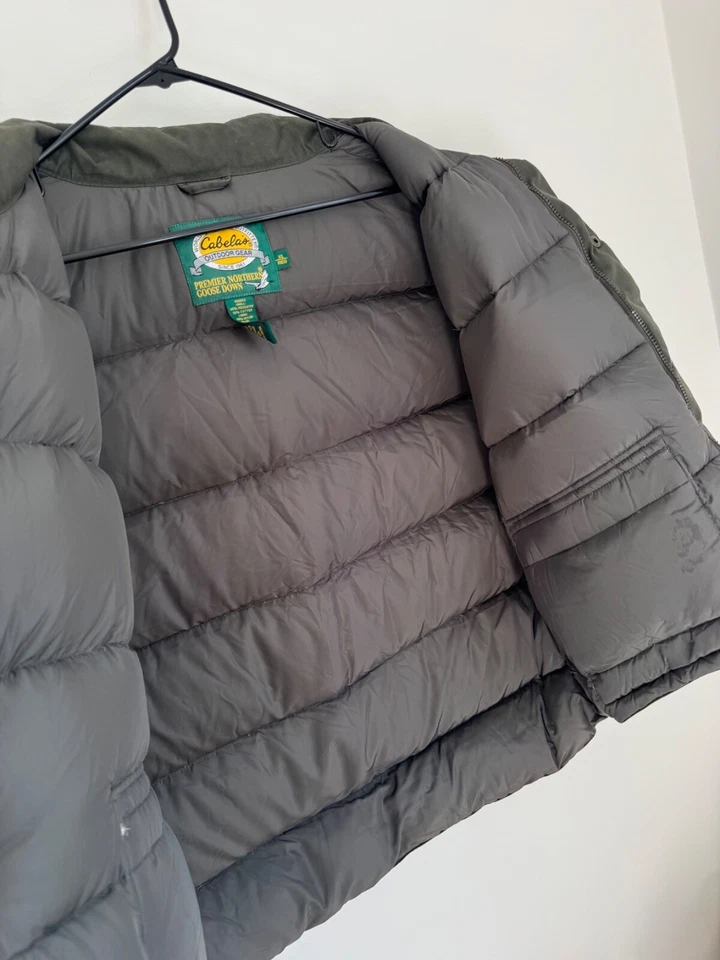 Chaleco acolchado Cabela’s para hombre XL verde Premier plumón de ganso del norte relleno polar Foto 4 de 4