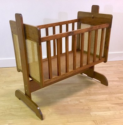 Vintage Danish Modern Handmade Baby Crib Bassinet Cradle Mid