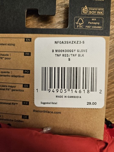 The North Face Kids moondoggy Gloves Black/Red Size S Toddler/Child NEW wTags - Picture 6 of 6