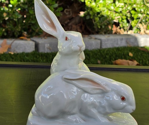 Vintage Herend Hungary Natural White Rabbit Bunny Porcelain Figurine Statue 5332 - Picture 5 of 10