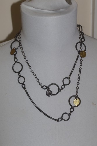 Rare Retired Silpada Sterling Silver Link Chain Oxidized Disk Necklace - Picture 9 of 9