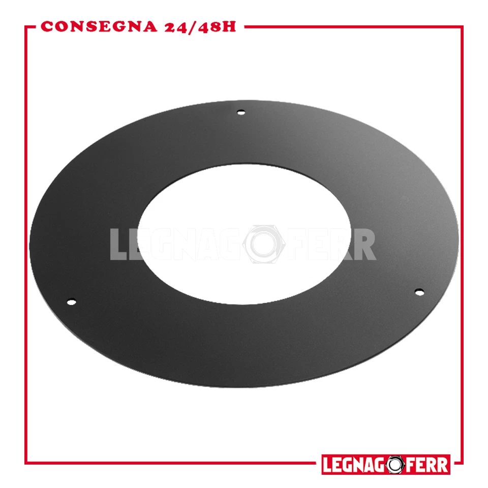 Rosone a 3 Fori Per Stufe Legna Acciaio Nero Pesante Apros Tutti i Diametri ROS3