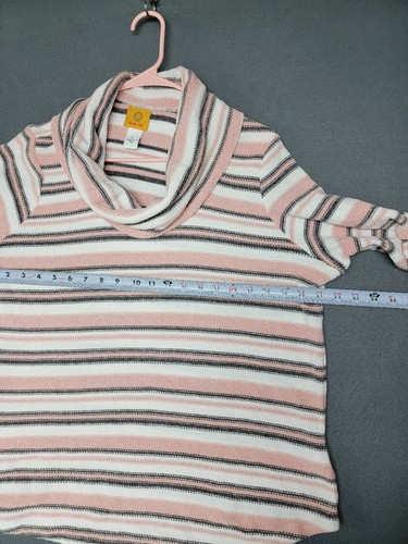 Nuovo con etichette ~ RUBINO RD. Maglione donna grande manica lunga collo cappuccio morbido rosa a righe 54€ - Foto 4 di 6